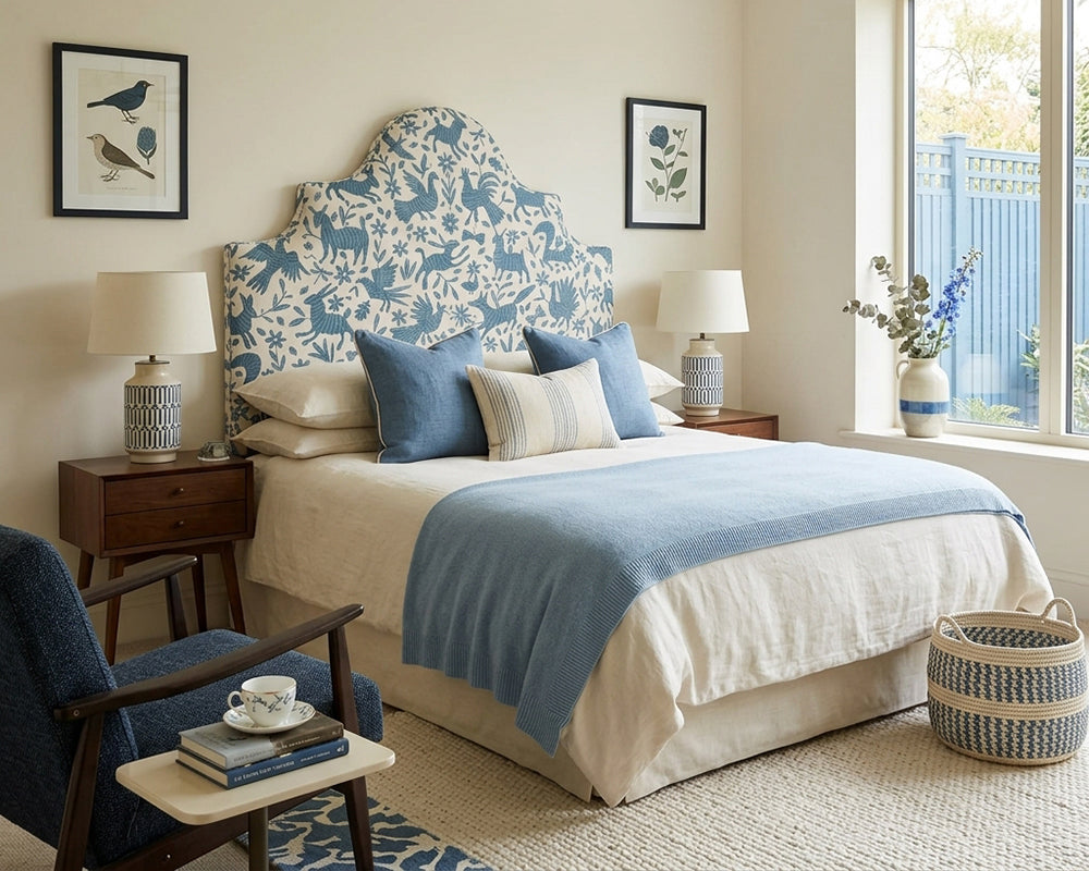 Super King Samson Headboard Lewis & Wood Otomi Bluebird