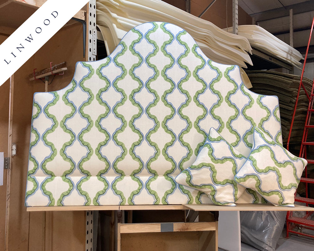 Super King Samson Headboard & 2 Cushions Linwood Ruffled Veneto