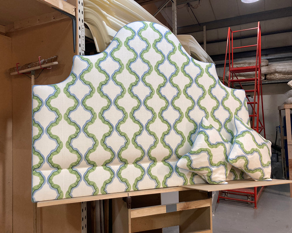 Super King Samson Headboard & 2 Cushions Linwood Ruffled Veneto