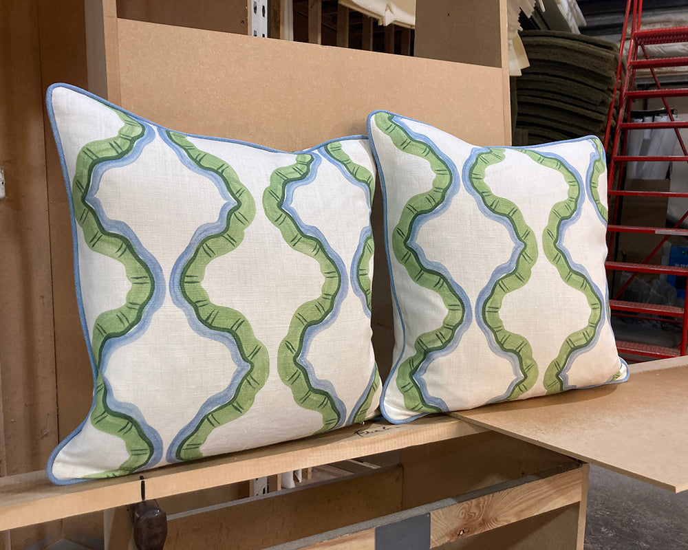 Super King Samson Headboard & 2 Cushions Linwood Ruffled Veneto