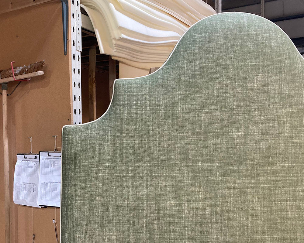 Double Samson Headboard Fermoie Plain Linen Parson's Green
