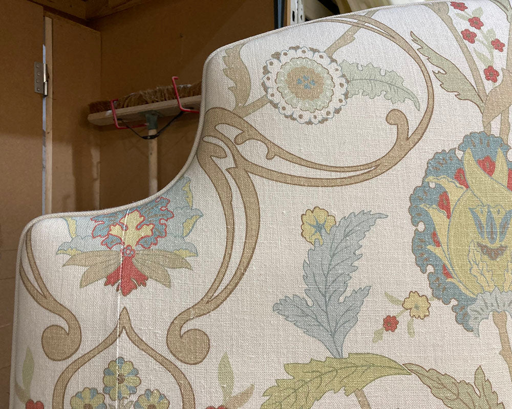 Kingsize Puffin Headboard Lewis & Wood Ipek Damask Fresco