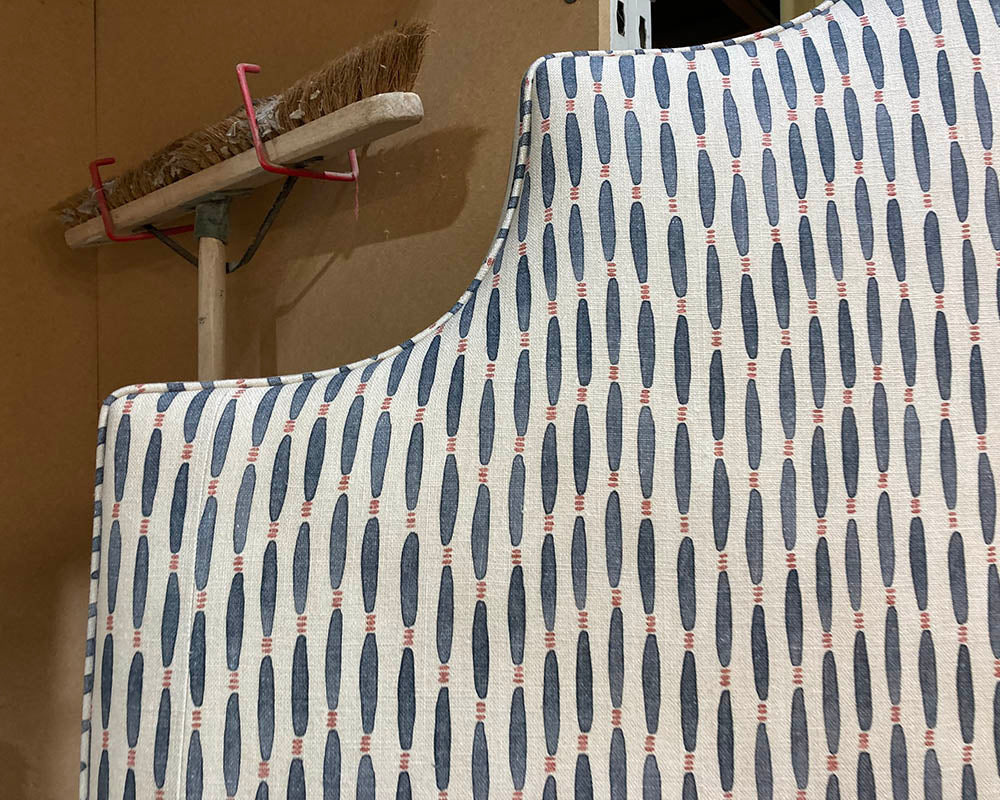 Kingsize Samson Headboard Linwood Smocked Squid Ink