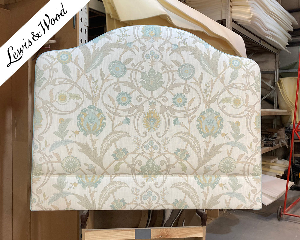 Double Barra Headboard Lewis & Wood Ipek Damask Ceramic