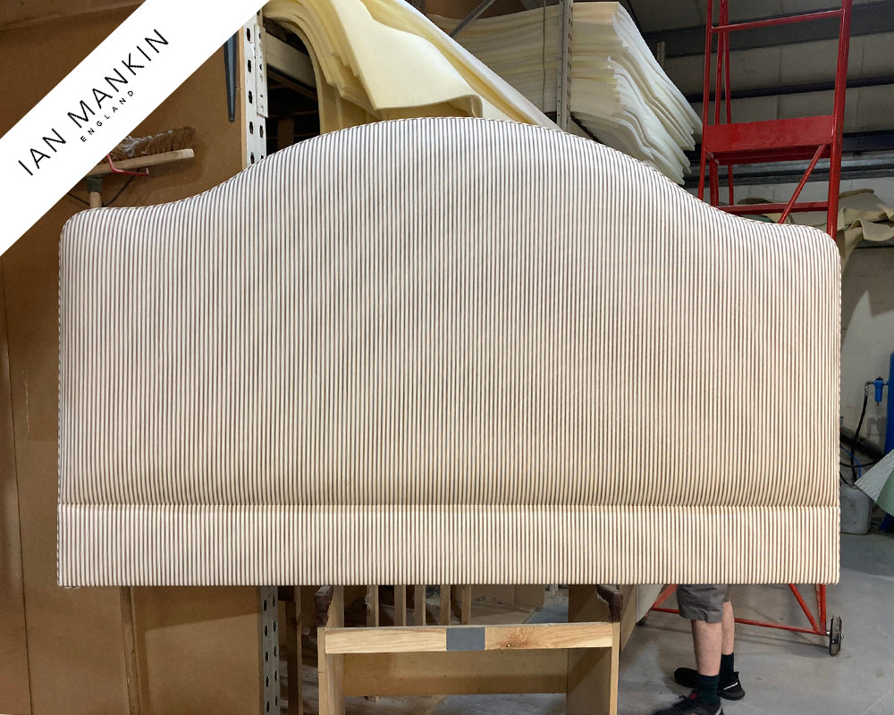 Super King Barra Headboard Ian Mankin Ticking Stripe 1 Brown