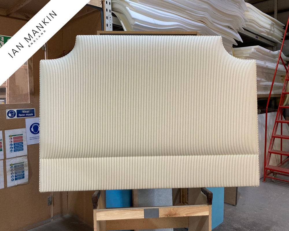 Double Farne Headboard Ian Mankin Ticking Stripe 1 Sage