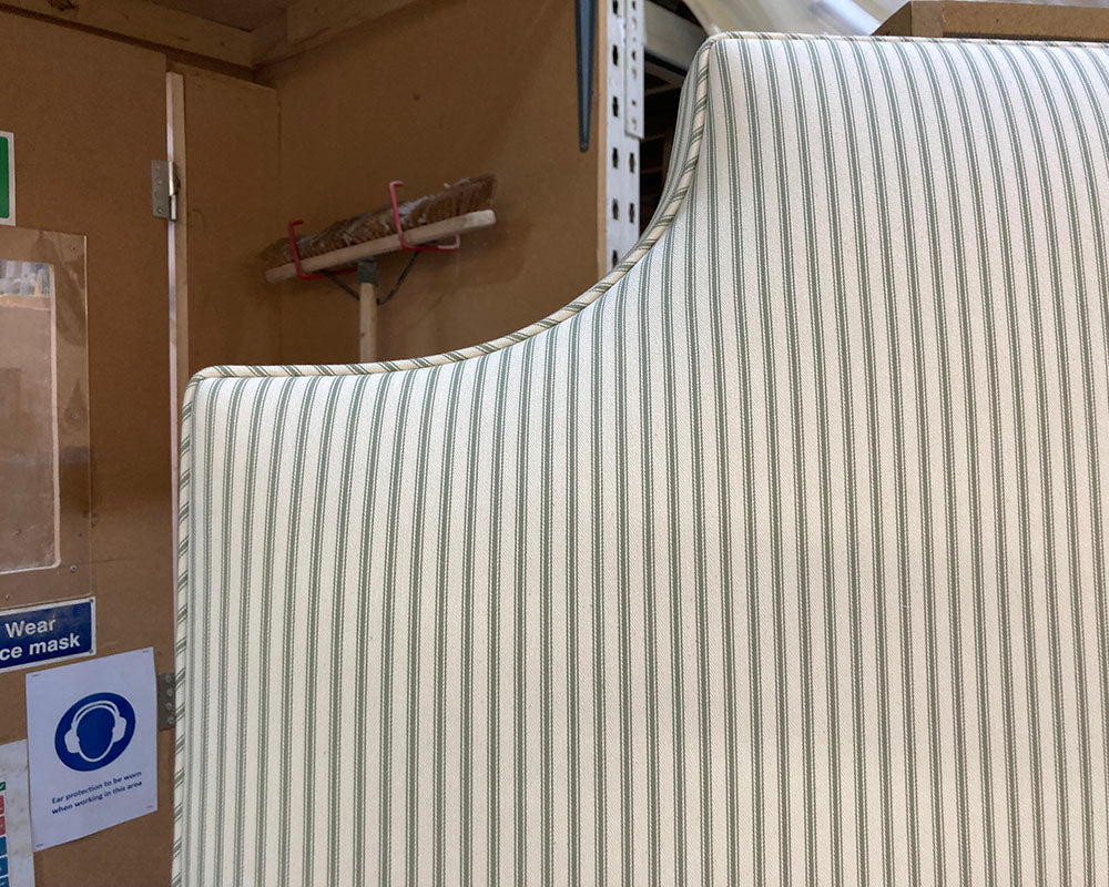 Double Farne Headboard Ian Mankin Ticking Stripe 1 Sage
