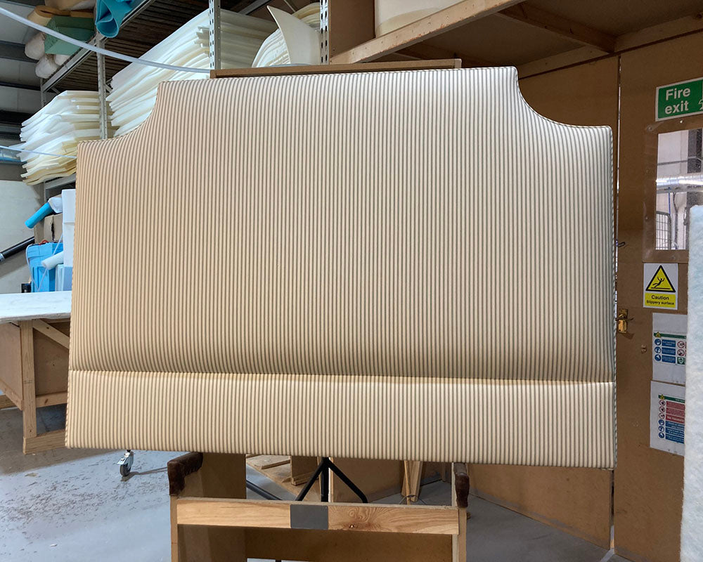 Double Farne Headboard Ian Mankin Ticking Stripe 1 Sage