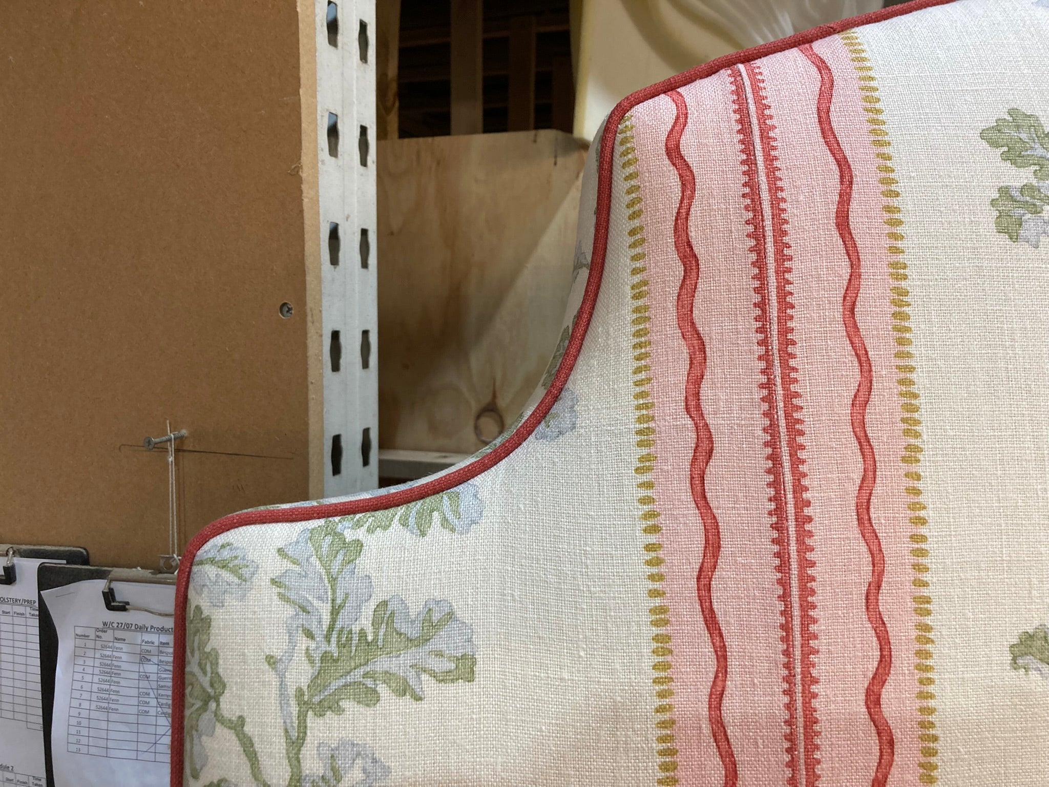 Super King Puffin Headboard Linwood Hester Pink/Green