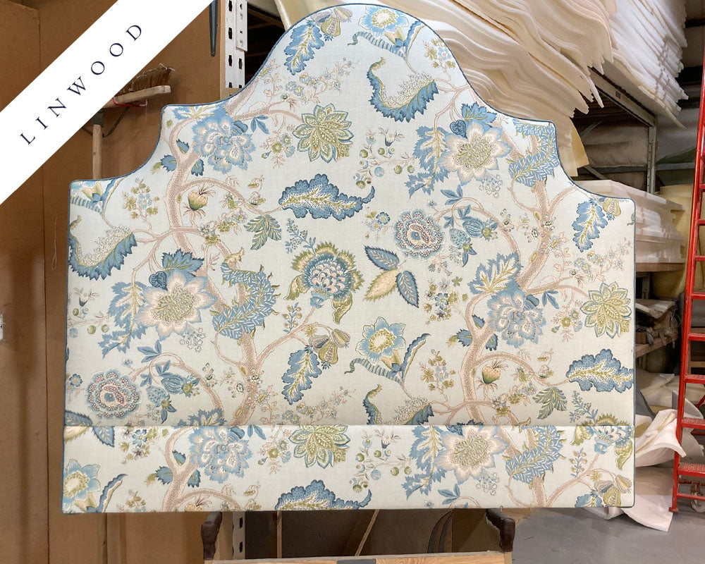 Double Samson Headboard Linwood Kitty Aqua/Leaf