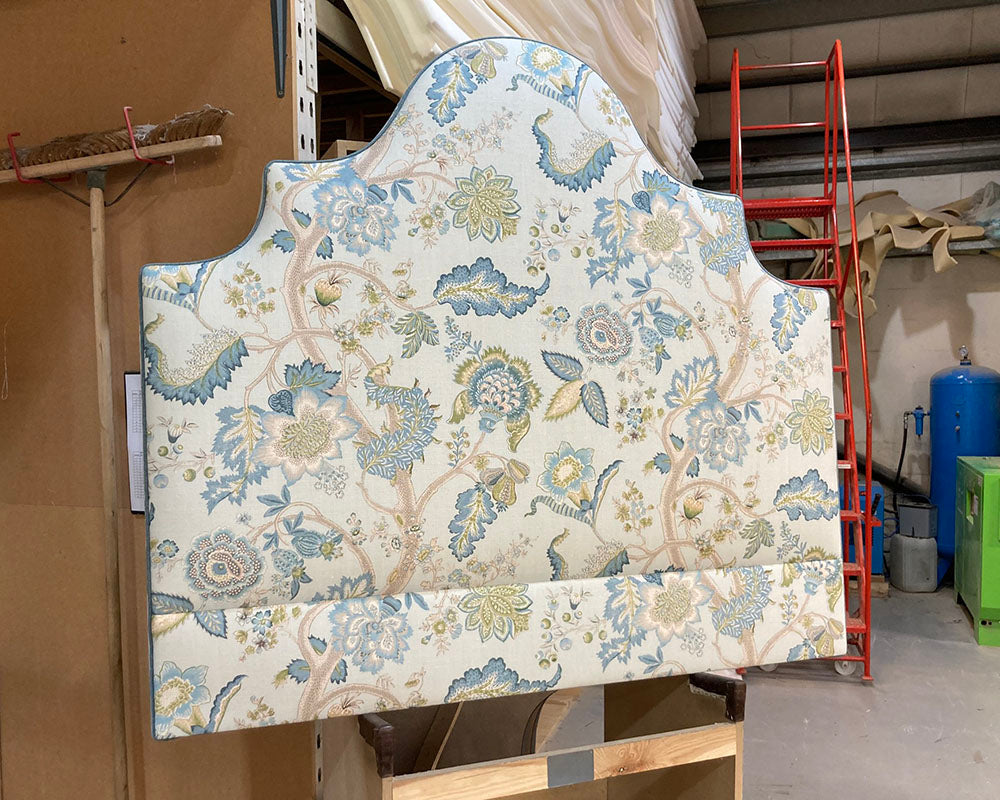 Double Samson Headboard Linwood Kitty Aqua/Leaf