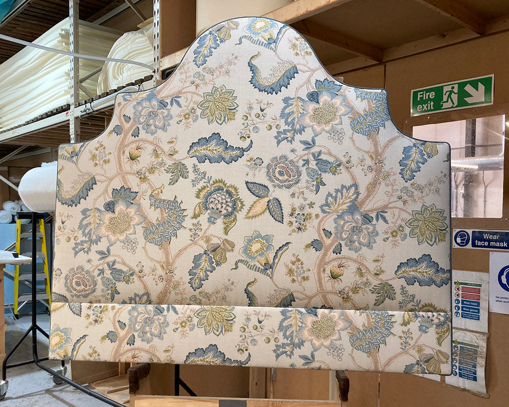 Double Samson Headboard Linwood Kitty Aqua/Leaf