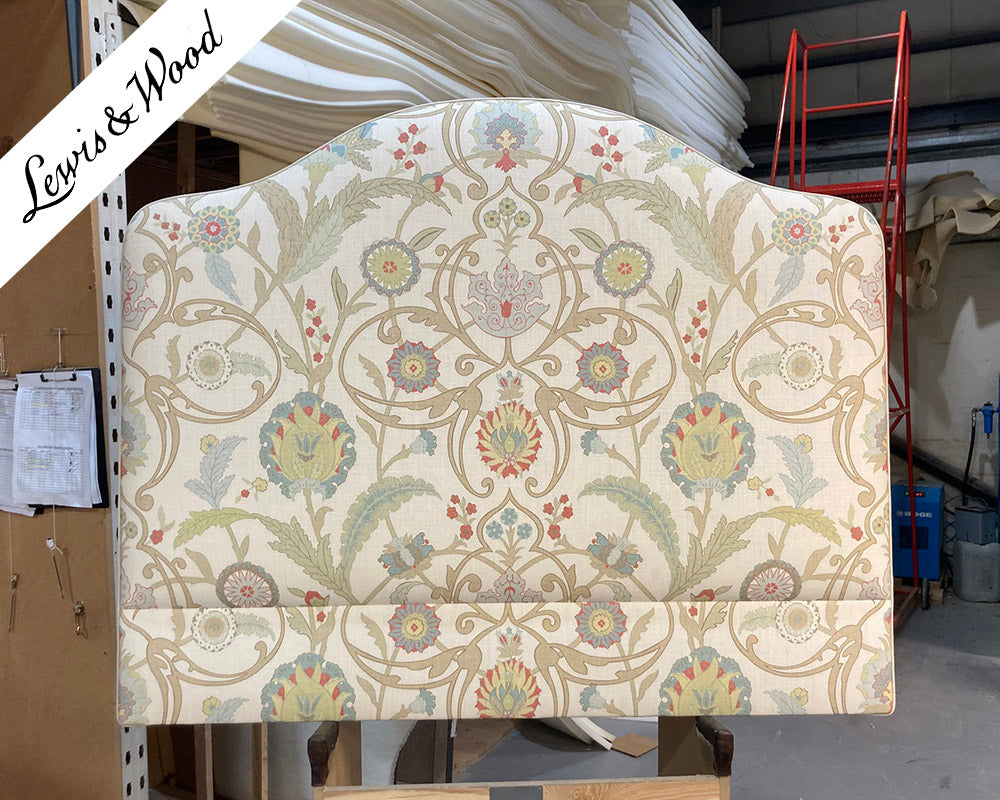 Double Barra Headboard Lewis & Wood Ipek Damask Pugin