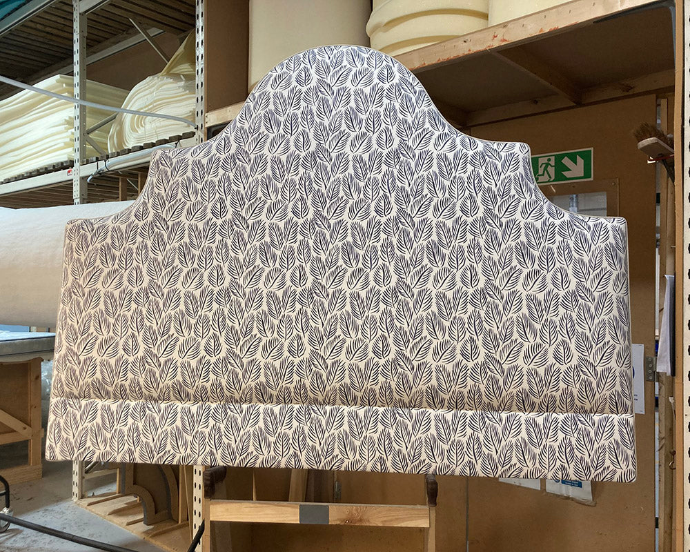 Super King Samson Headboard Christopher Farr Cloth Armatures Feuilles Indigo