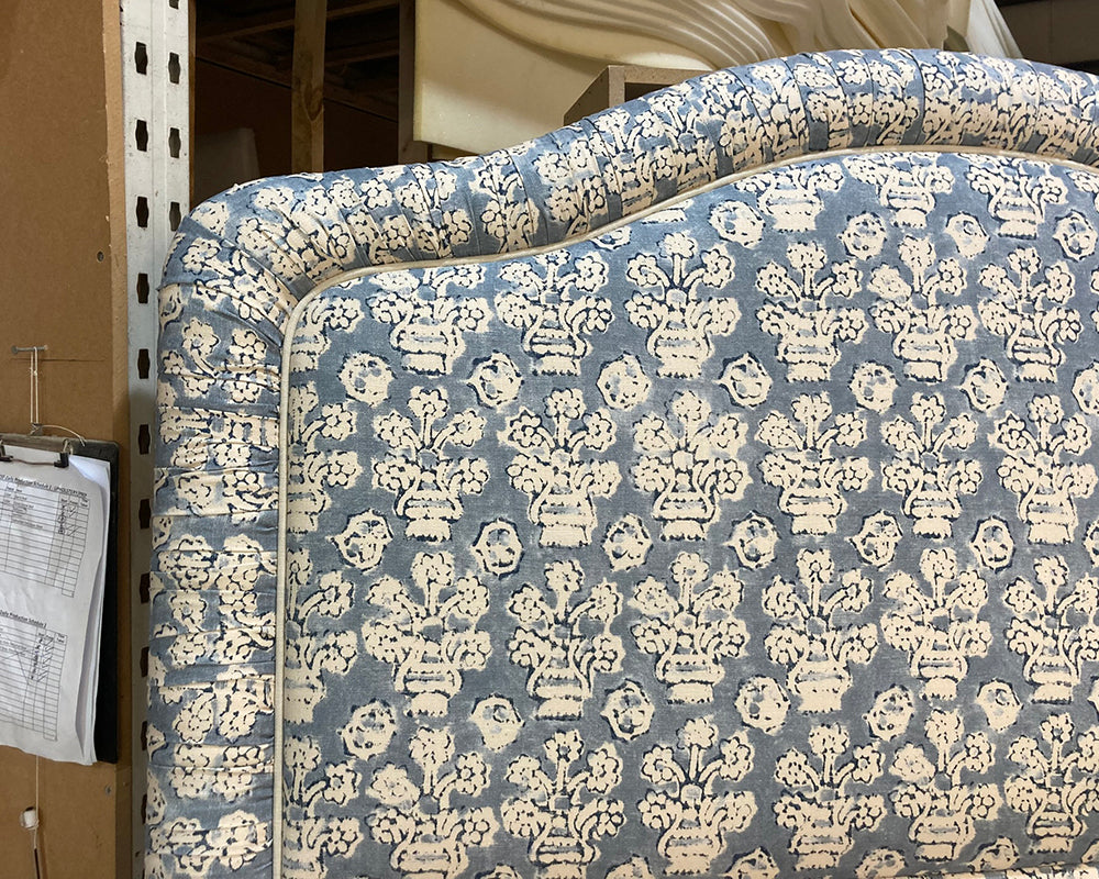 Kingsize Tresco Headboard & Cushion Linwood Shirin Raindrop