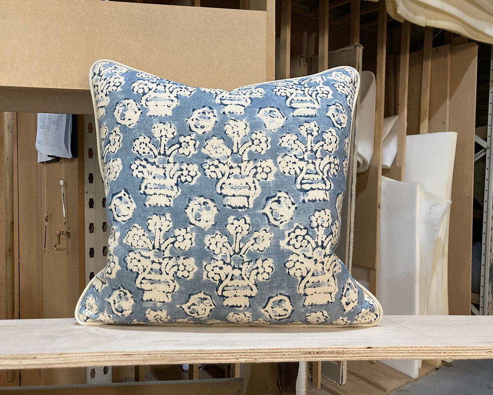 Kingsize Tresco Headboard & Cushion Linwood Shirin Raindrop