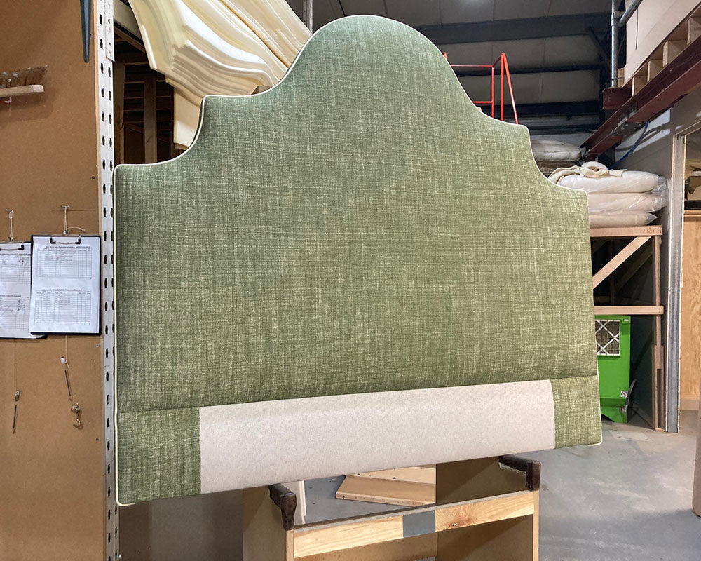 Double Samson Headboard Fermoie Plain Linen Parson's Green