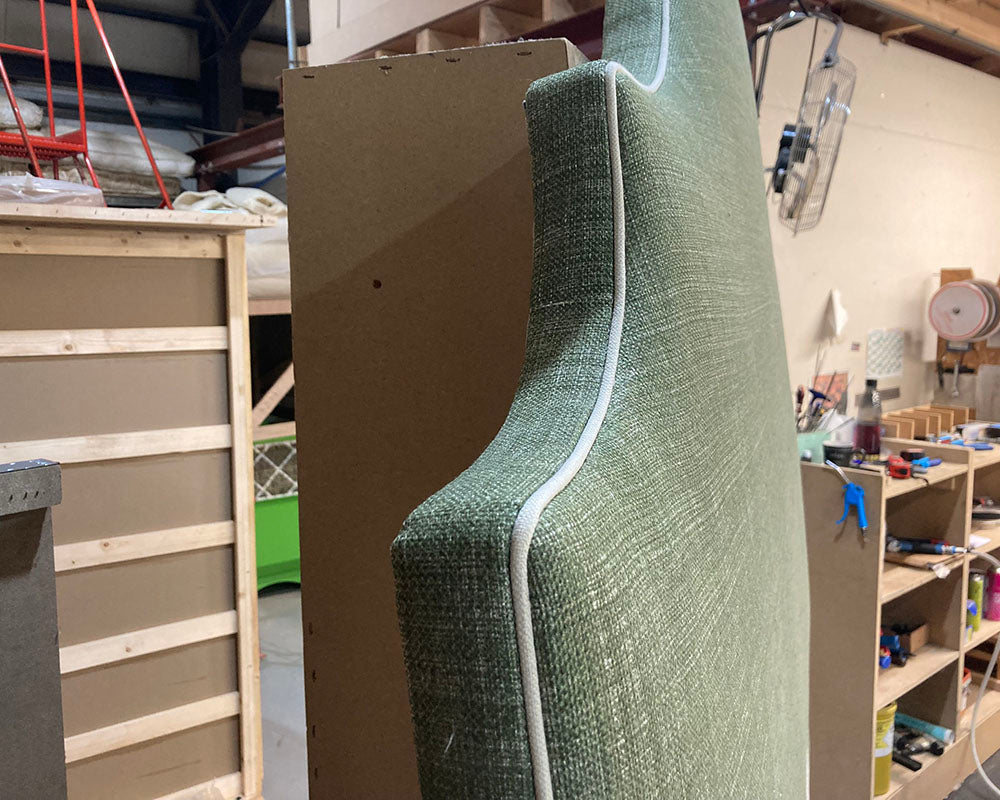 Double Samson Headboard Fermoie Plain Linen Parson's Green