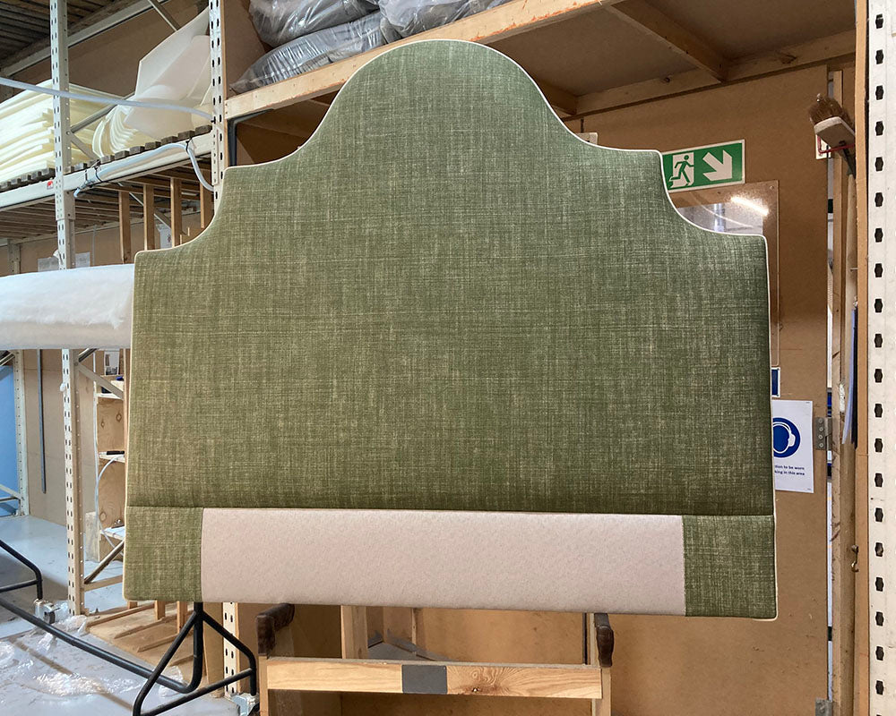 Double Samson Headboard Fermoie Plain Linen Parson's Green