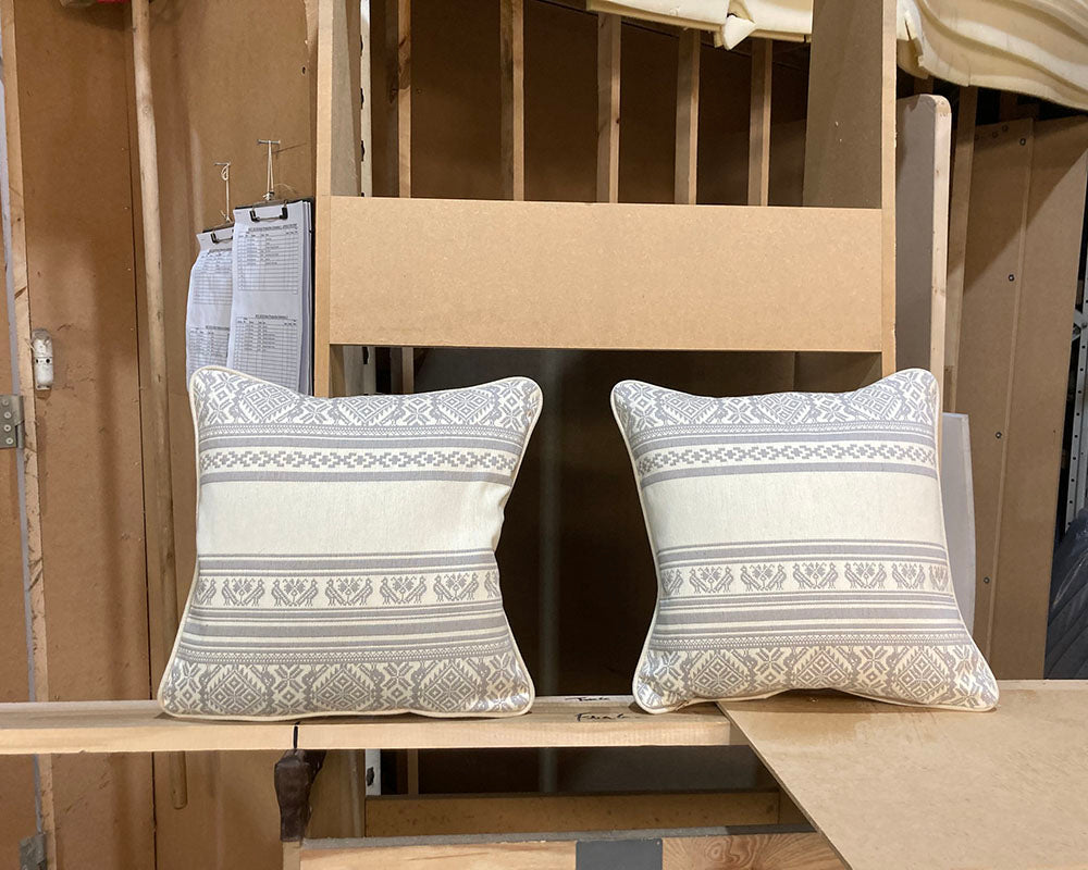 Kingsize Samson Headboard & 2 Cushions Julia Brendel Aztec Stripe Natural