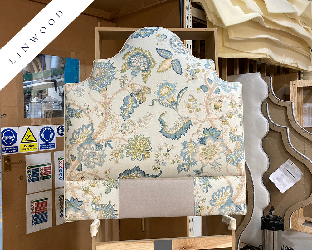 Single Samson Headboard Linwood Kitty Aqua/Leaf