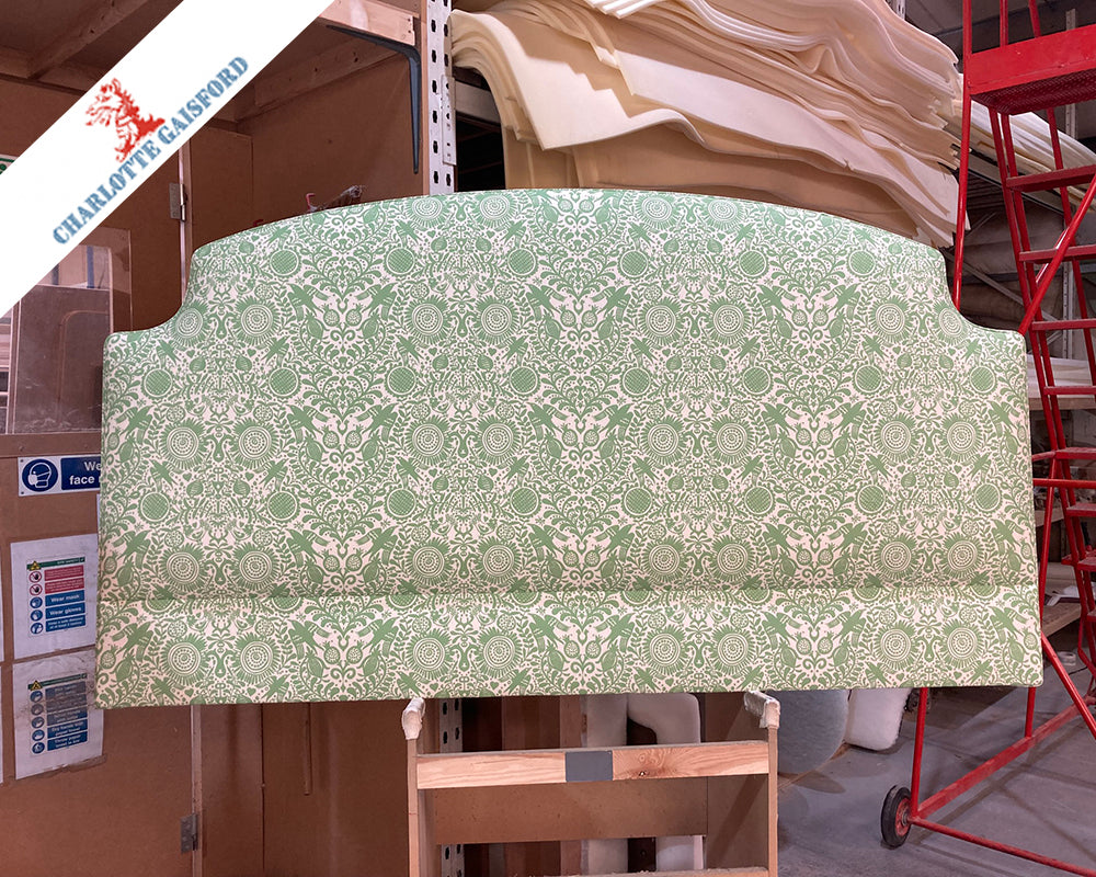 Super King Puffin Headboard Charlotte Gaisford London Birds Green
