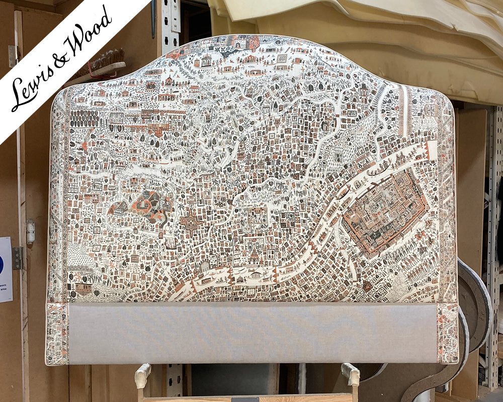 Double Barra Headboard Lewis &amp; Wood Map Satsuma Soot