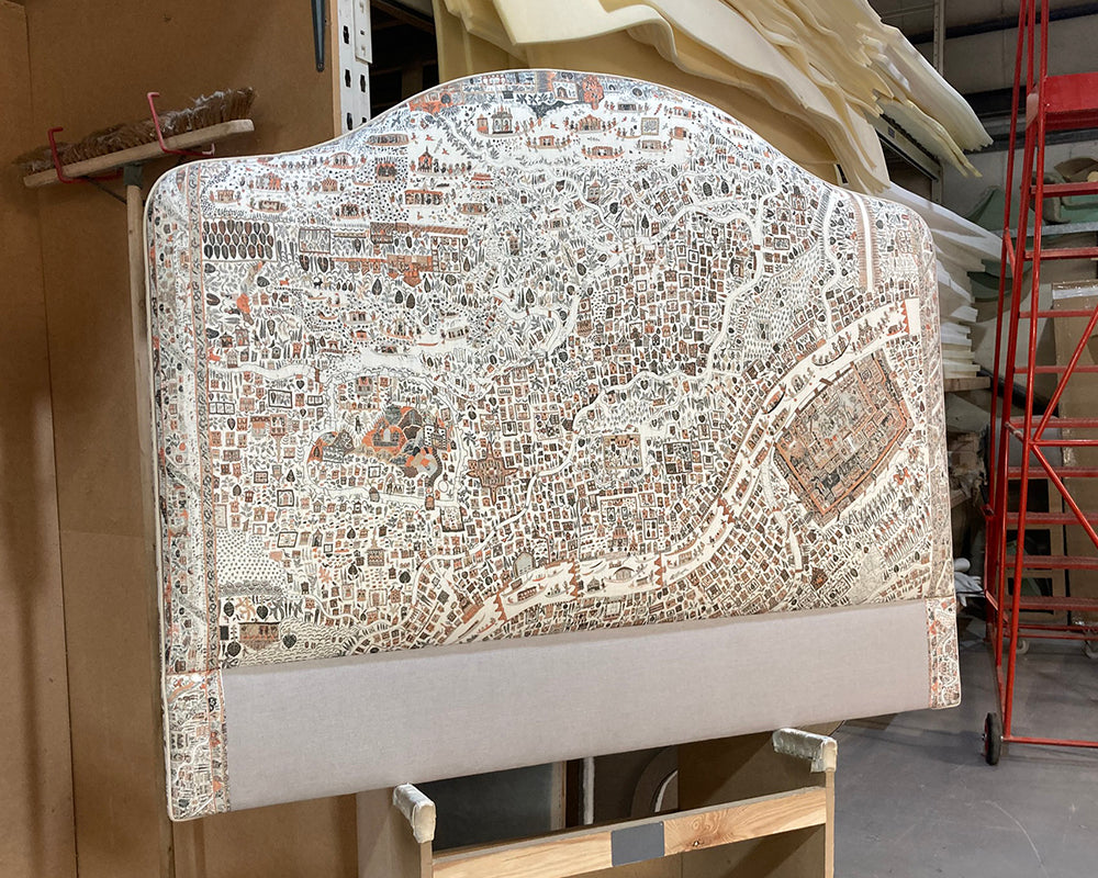 Double Barra Headboard Lewis & Wood Map Satsuma Soot