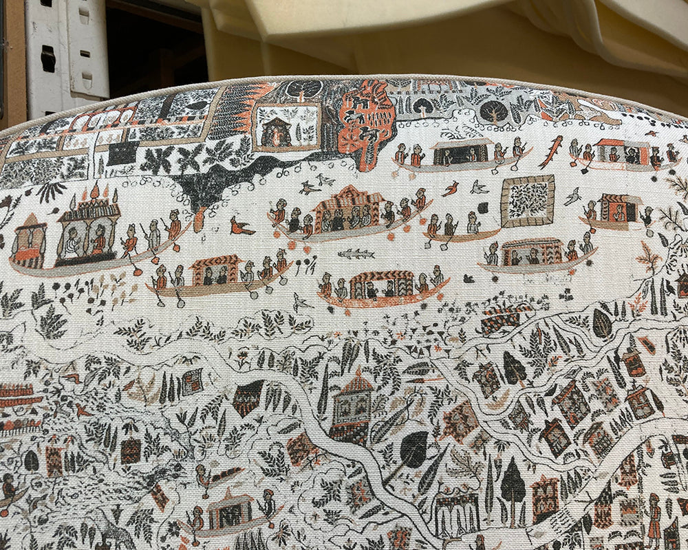 Double Barra Headboard Lewis & Wood Map Satsuma Soot