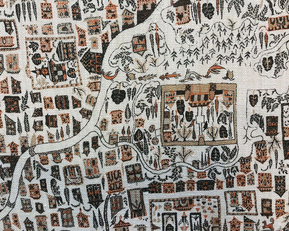 Double Barra Headboard Lewis & Wood Map Satsuma Soot