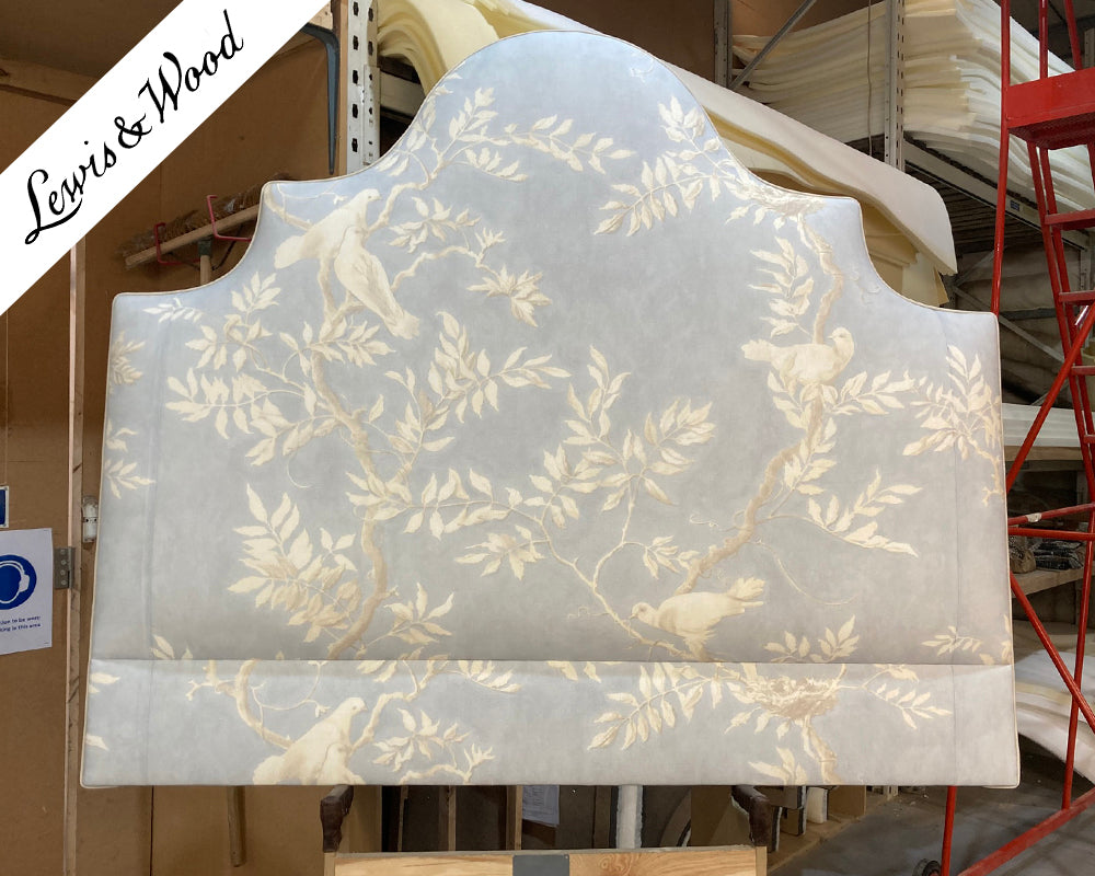 Kingsize Samson Headboard Lewis & Wood Doves Summer Blue