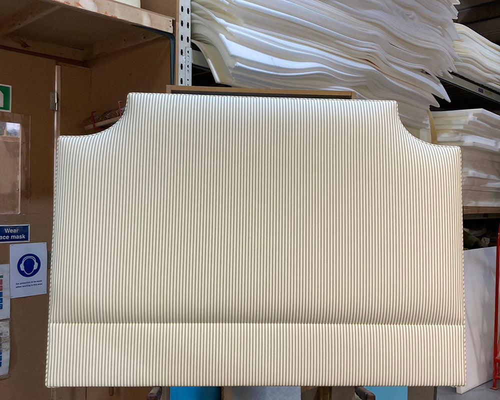 Double Farne Headboard Ian Mankin Ticking Stripe 1 Sage
