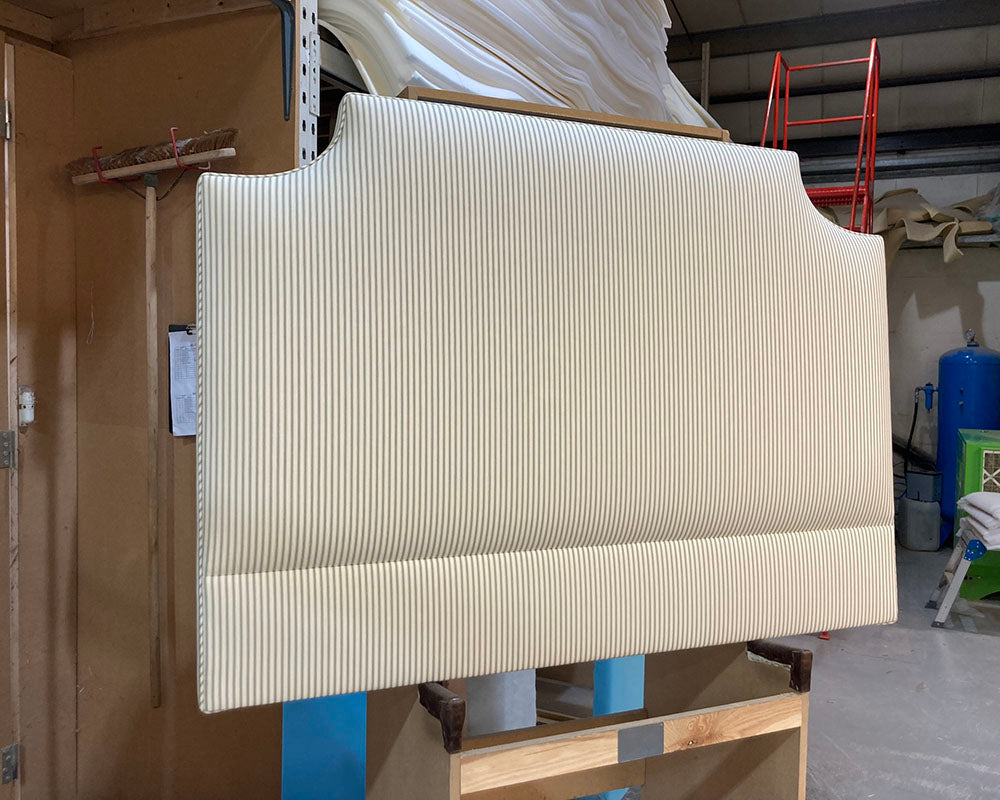 Double Farne Headboard Ian Mankin Ticking Stripe 1 Sage