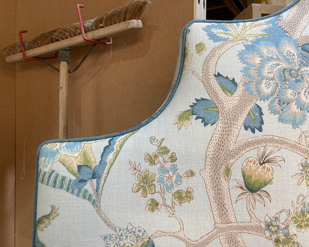 Double Samson Headboard Linwood Kitty Aqua/Leaf