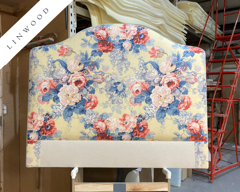 Double Barra Headboard Linwood Albertine Lemon Yellow