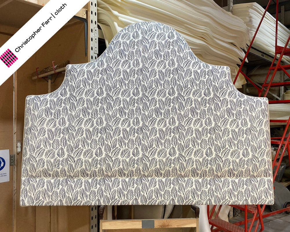 Super King Samson Headboard Christopher Farr Cloth Armatures Feuilles Indigo