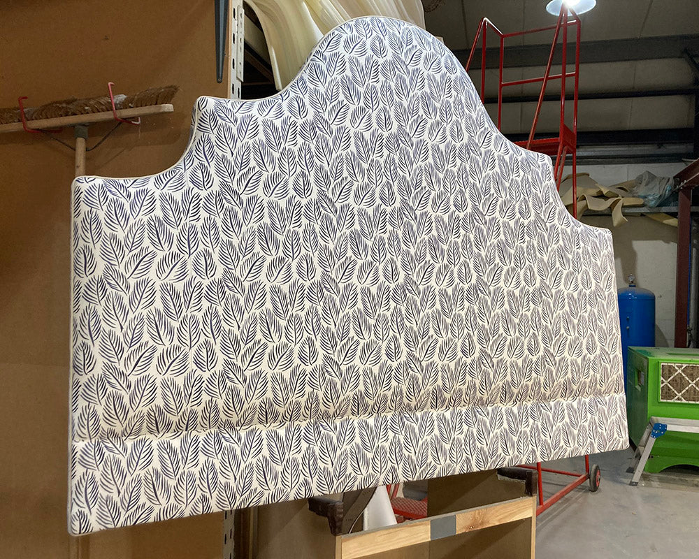 Super King Samson Headboard Christopher Farr Cloth Armatures Feuilles Indigo