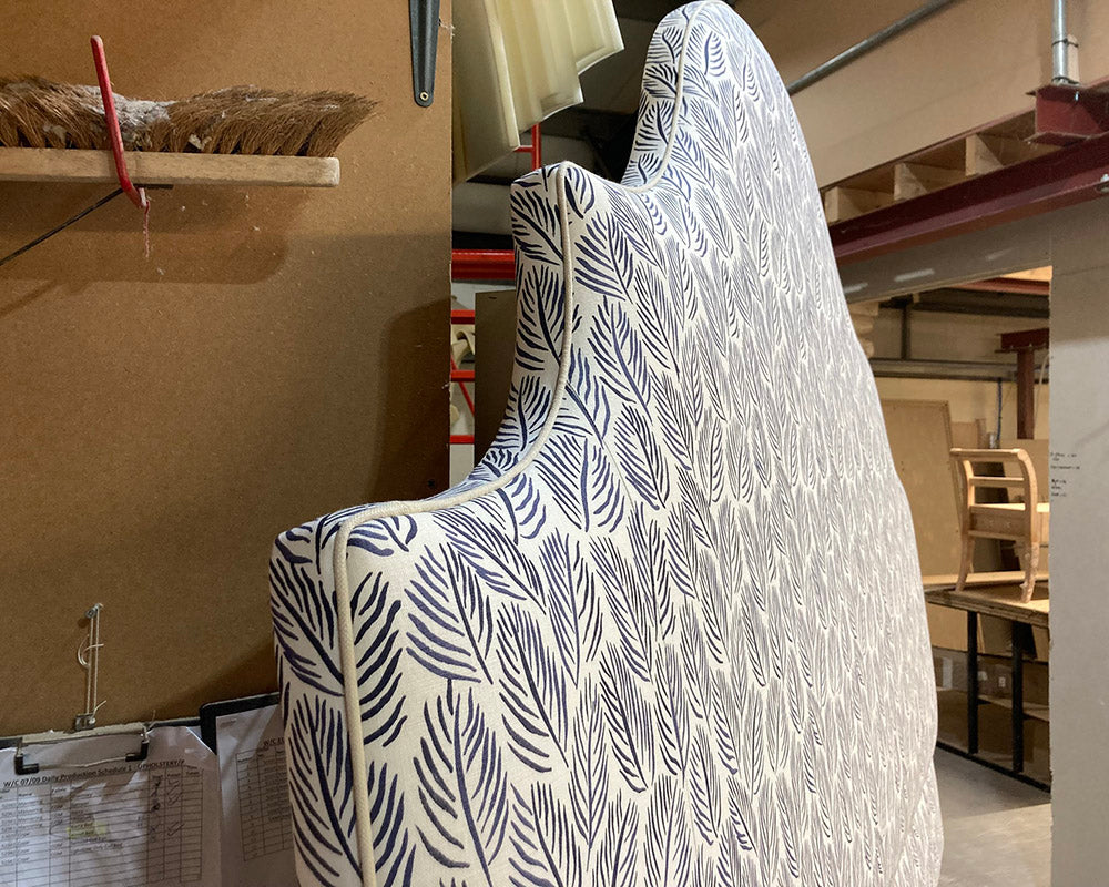 Super King Samson Headboard Christopher Farr Cloth Armatures Feuilles Indigo