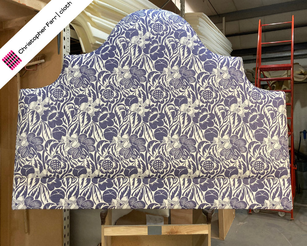 Super King Samson Headboard Christopher Farr Cloth Fleurs Etoilees Indigo