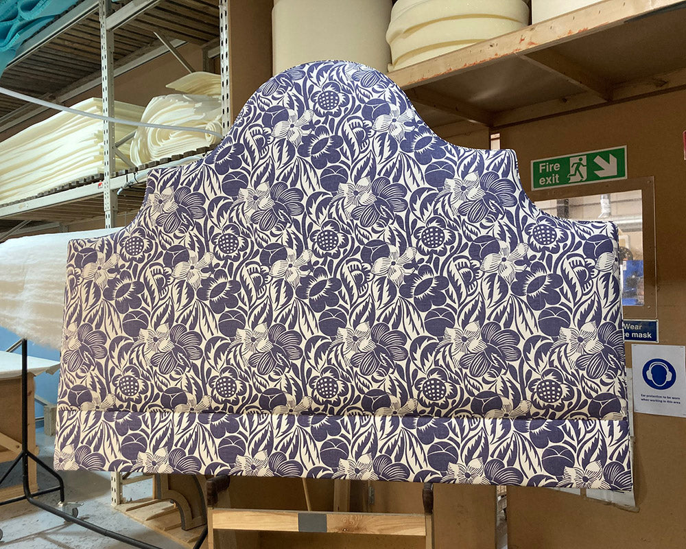 Super King Samson Headboard Christopher Farr Cloth Fleurs Etoilees Indigo